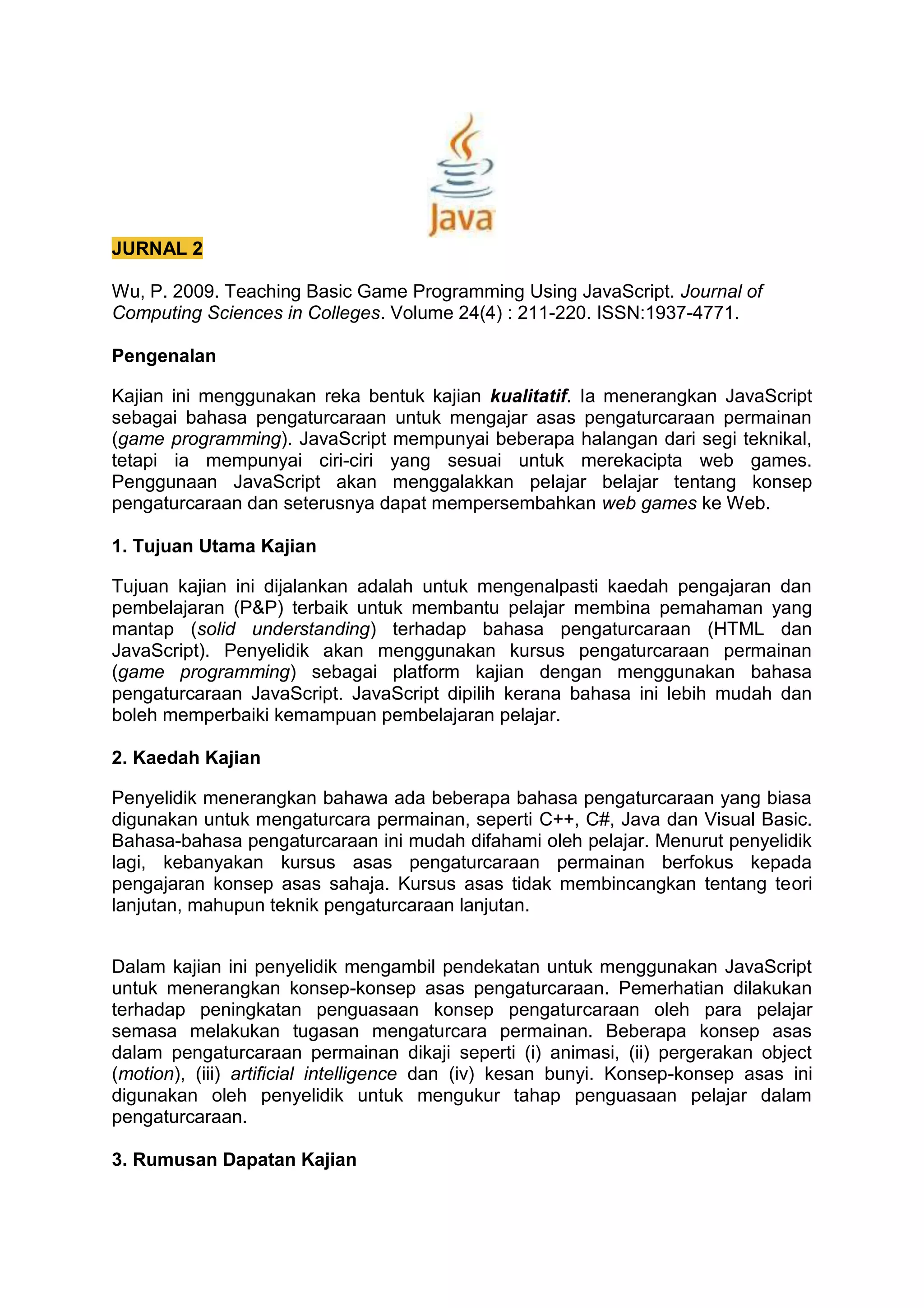 Ulasan jurnal kajian kualitatif | DOCX