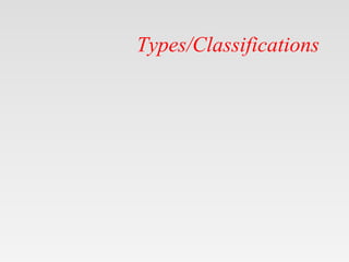 Types/Classifications
 