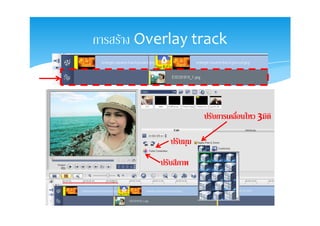 การสราง Overlay track



                        ปรับการเคลื่อนไหว 3มิติ

              ปรับมุม
           ปรับสีภาพ
 