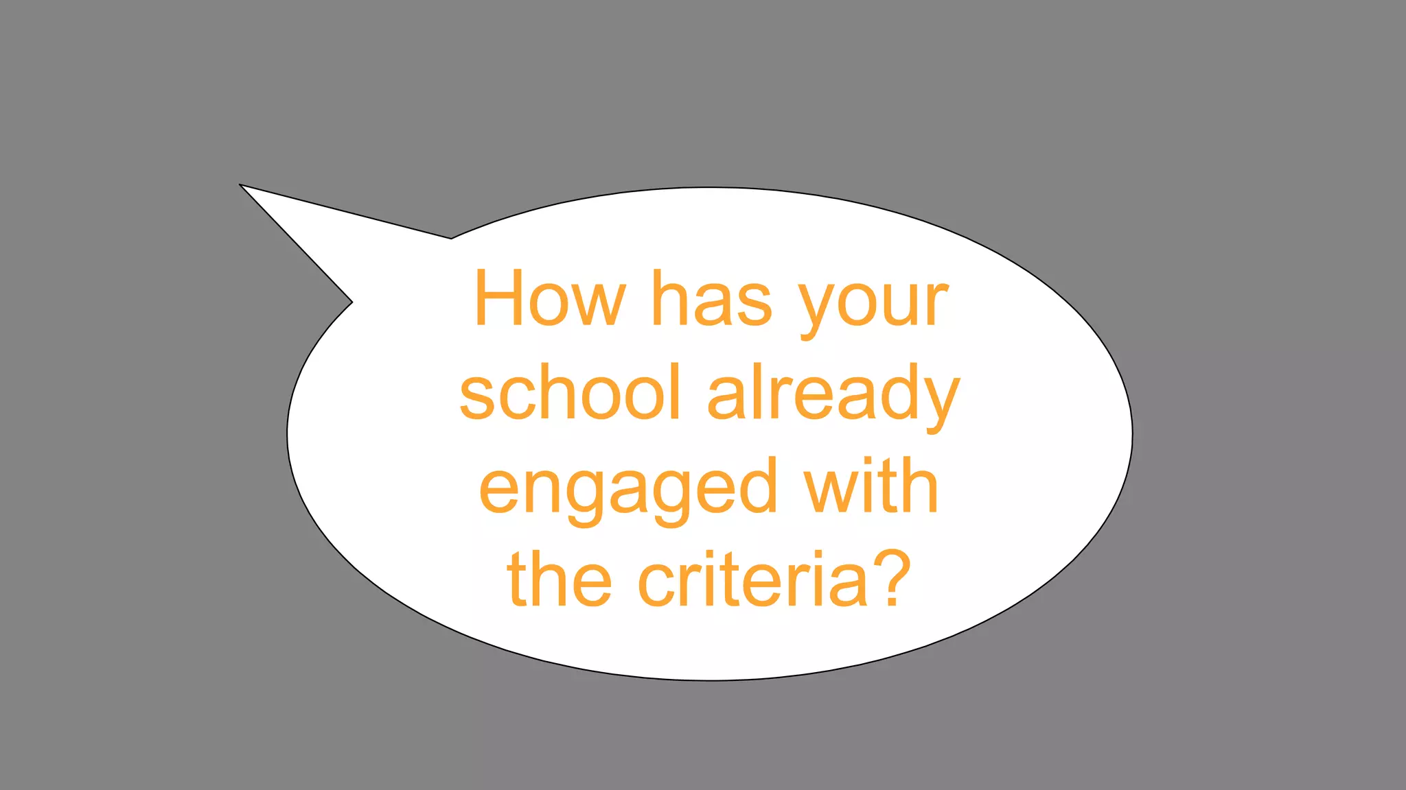 How has your school already engaged with the criteria? 