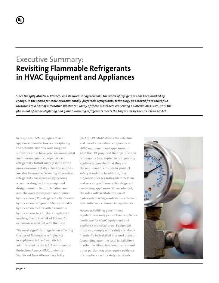 UL Executive Summary Revisiting Flammable Refrigerants in HVAC Equi…