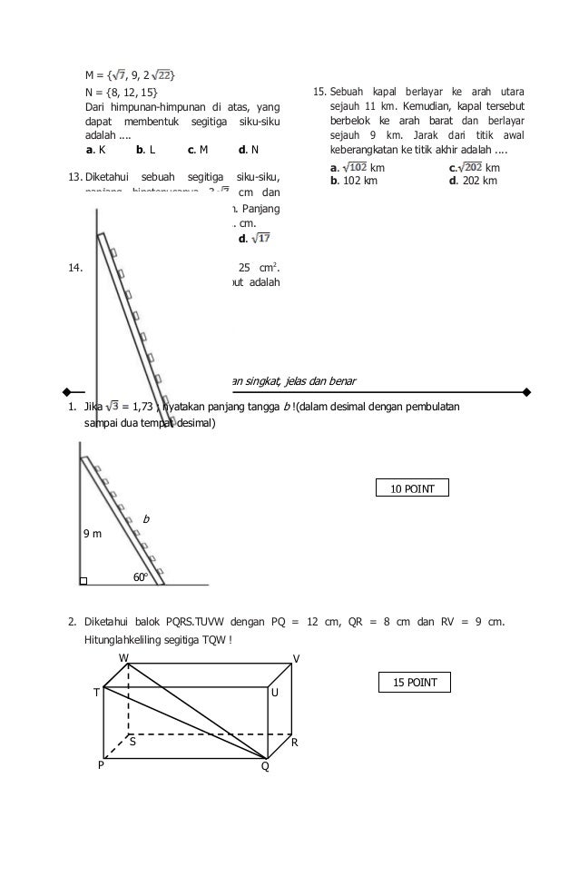 LATIHAN SOAL PYTHAGORAS