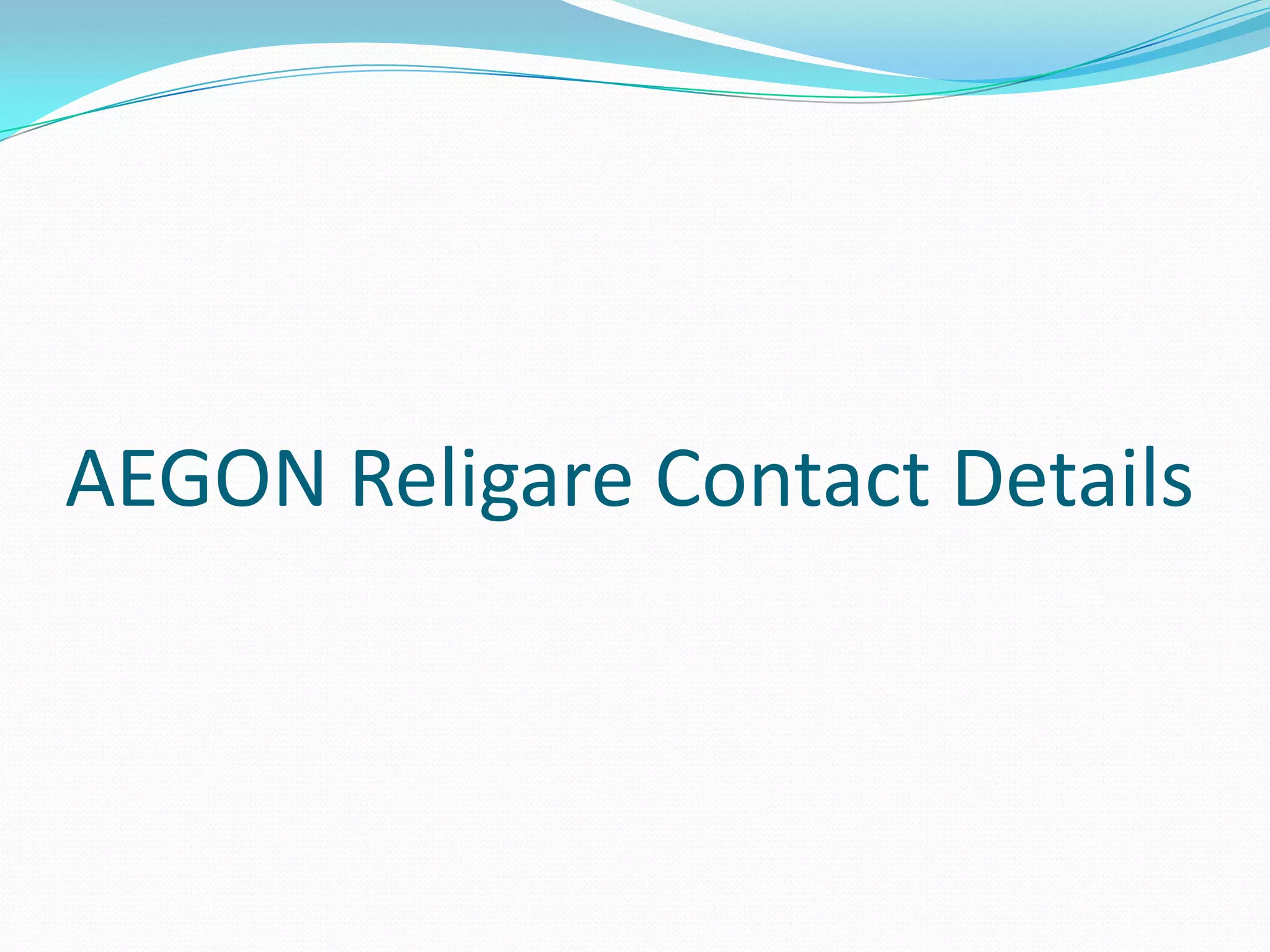 AEGON Religare Contact Details
 