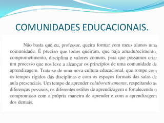 Em um terceiro momento o ensino mediado pelas tecnologias digitais redimensiona os papeis de todos os envolvidos na educação. Redesenha a sala de aula e amplia o ciberespaço.A FALTA DE DEMOCRATIZAÇÃO NO ACESSO A INFORMAÇÃO. Hoje vivemos uma nova realidade, a falta de possibilidades em acesso da classe menos favorecida nas novas TIC’s.Menos de 10 % das instituições tem acesso e manutenção adequada.Vários problemas das TIC’s.