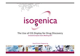 The Use of CIS Display for Drug Discovery
                  p y         g         y
         Cresset European Users Meeting 2011
 