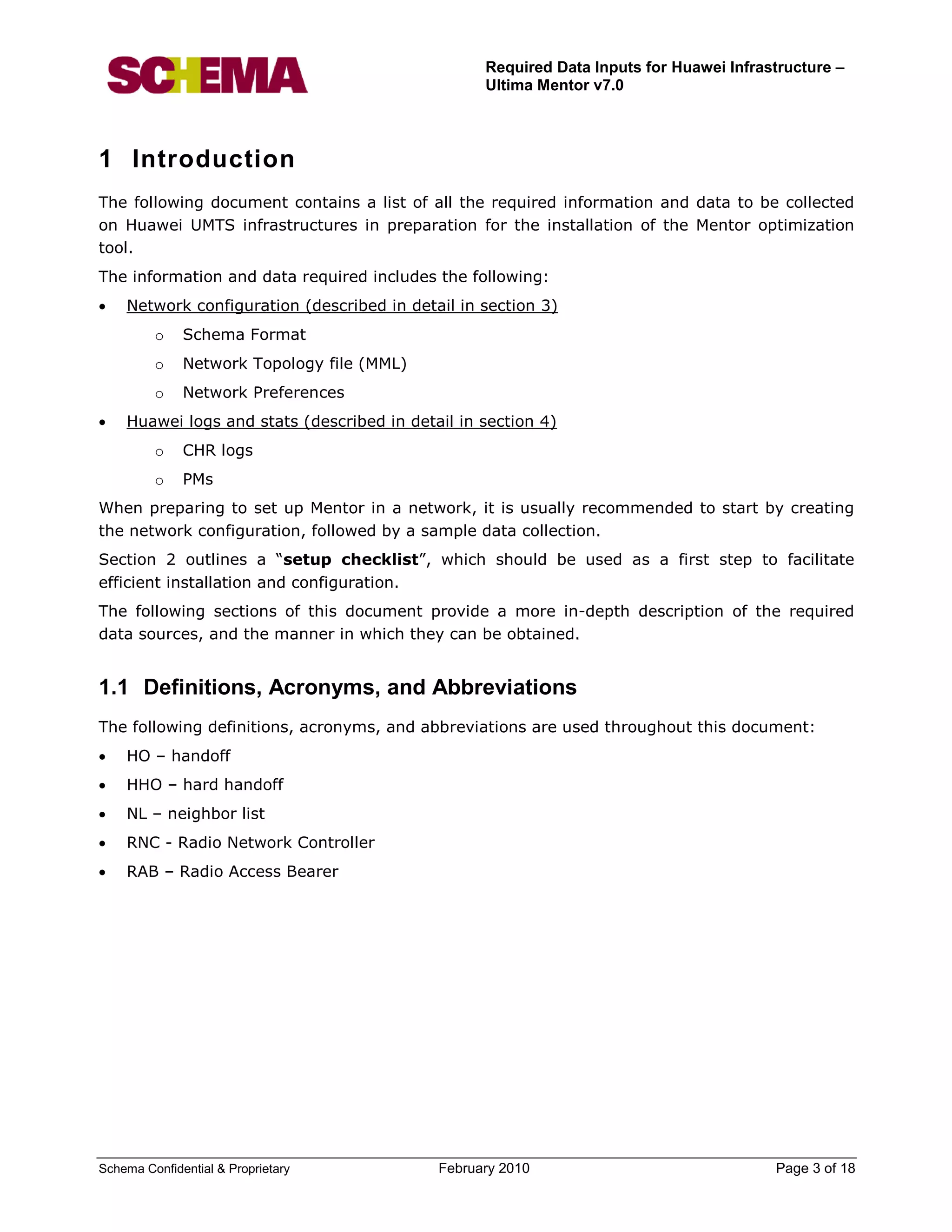 Ultima mentor version_7_0_-_required_data_inputs_for_huawei | PDF