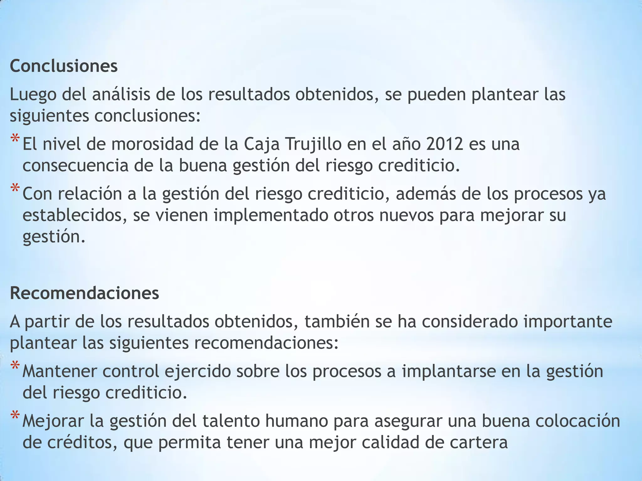 Gestion de riesgo crediticio y la morosidad | PPTX