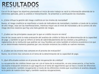 Gestion de riesgo crediticio y la morosidad | PPTX