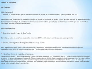 Gestion de riesgo crediticio y la morosidad | PPTX