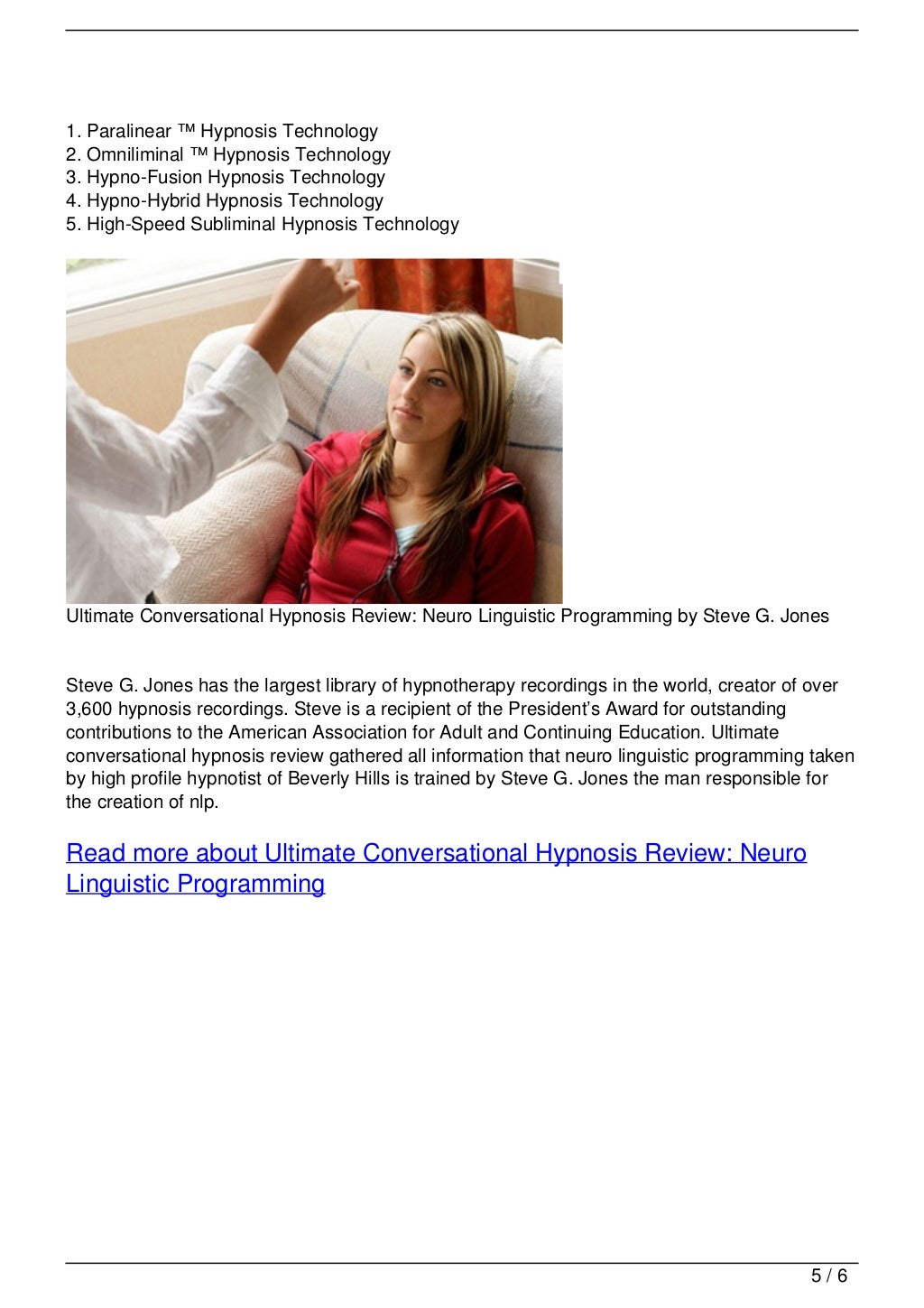 Ultimate Conversational Hypnosis Review Neuro Linguistic Programming