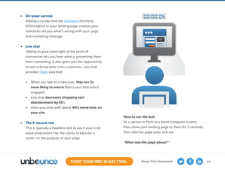 24START YOUR FREE 30 DAY TRIAL Share This Document
•	 On-page surveys
Adding a survey tool like Qualaroo (formerly
KISSins...