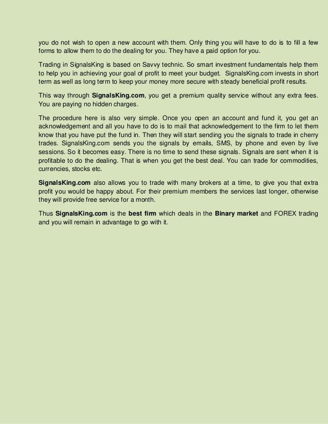 binary options signals service