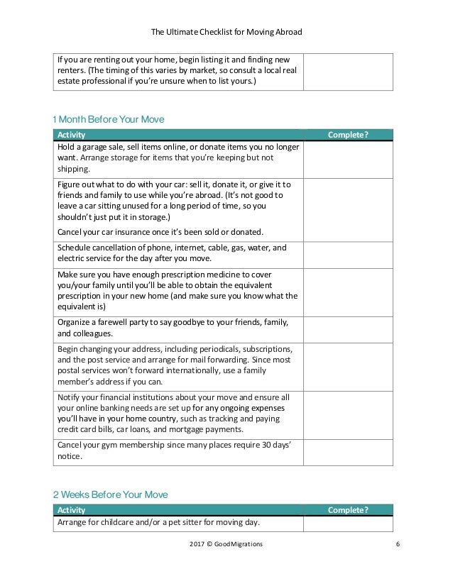 Ultimate checklist for moving abroad by GoodMigrations