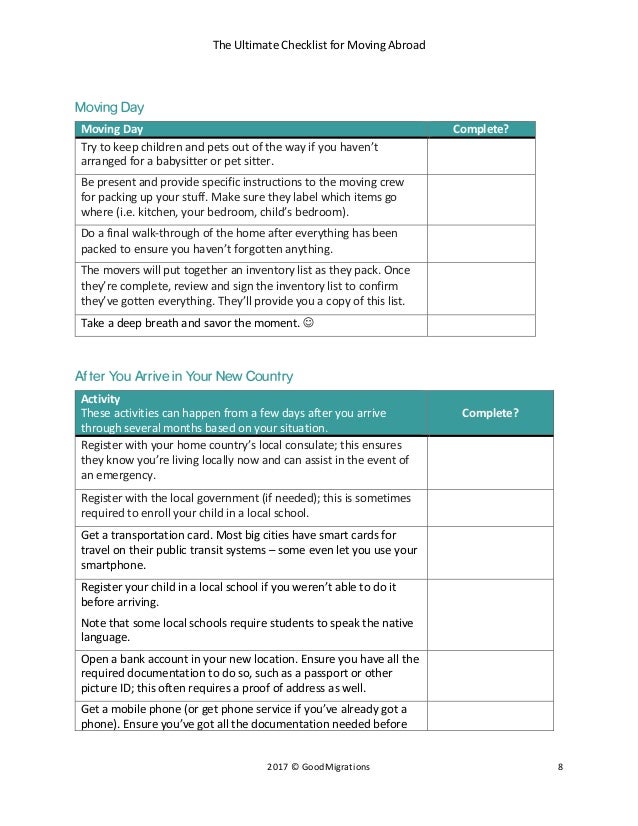 Ultimate checklist for moving abroad by goodmigrations