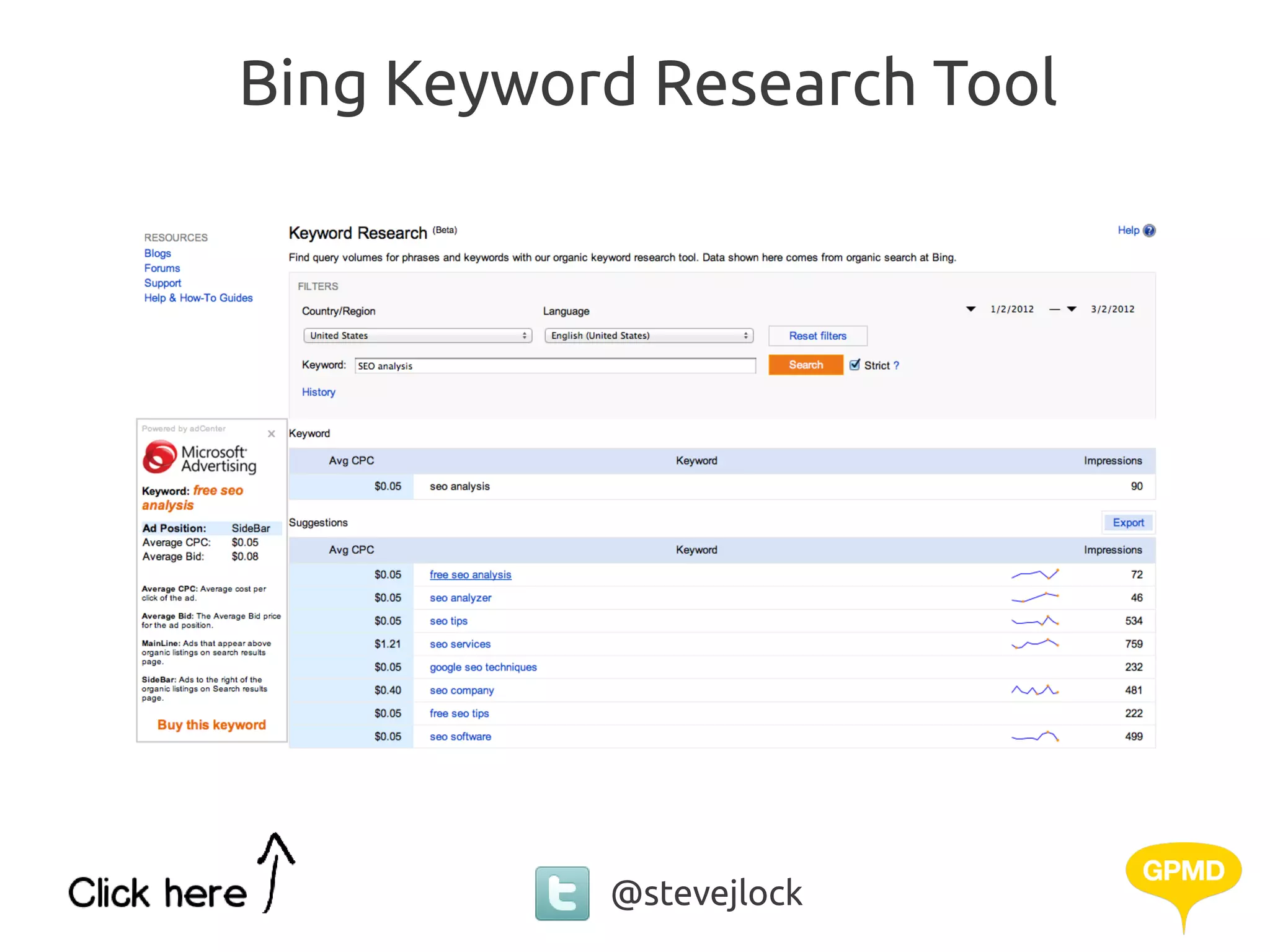 Bing Keyword Research Tool




           @stevejlock
 