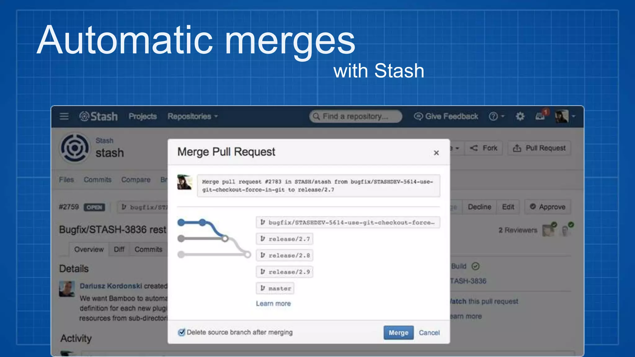 Automatic merges
with Stash
 