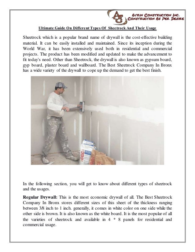 Ultimate guide on different types of sheetrock and their usage