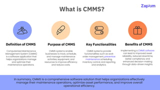 Ultimate Guide to CMMS An In-Depth Analysis - Zapium | PDF