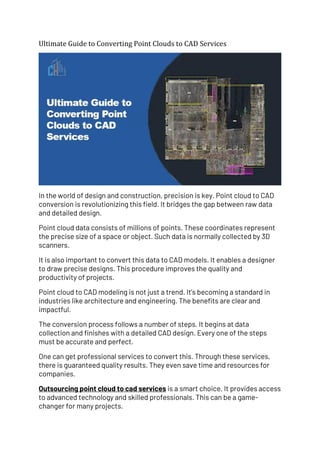 Ultimate Guide to Converting Point Clouds to CAD Services. | PDF