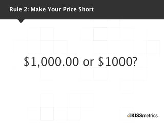 Rule 2: Make Your Price Short




    $1,000.00 or $1000?
 