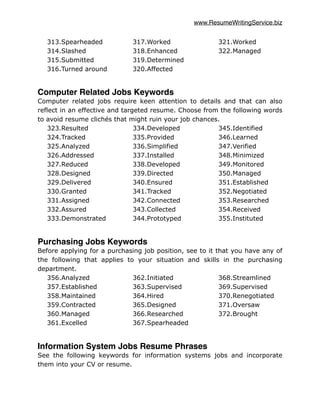 Interview Keywords List Ultimate List of 500 Resume Keywords | PDF
