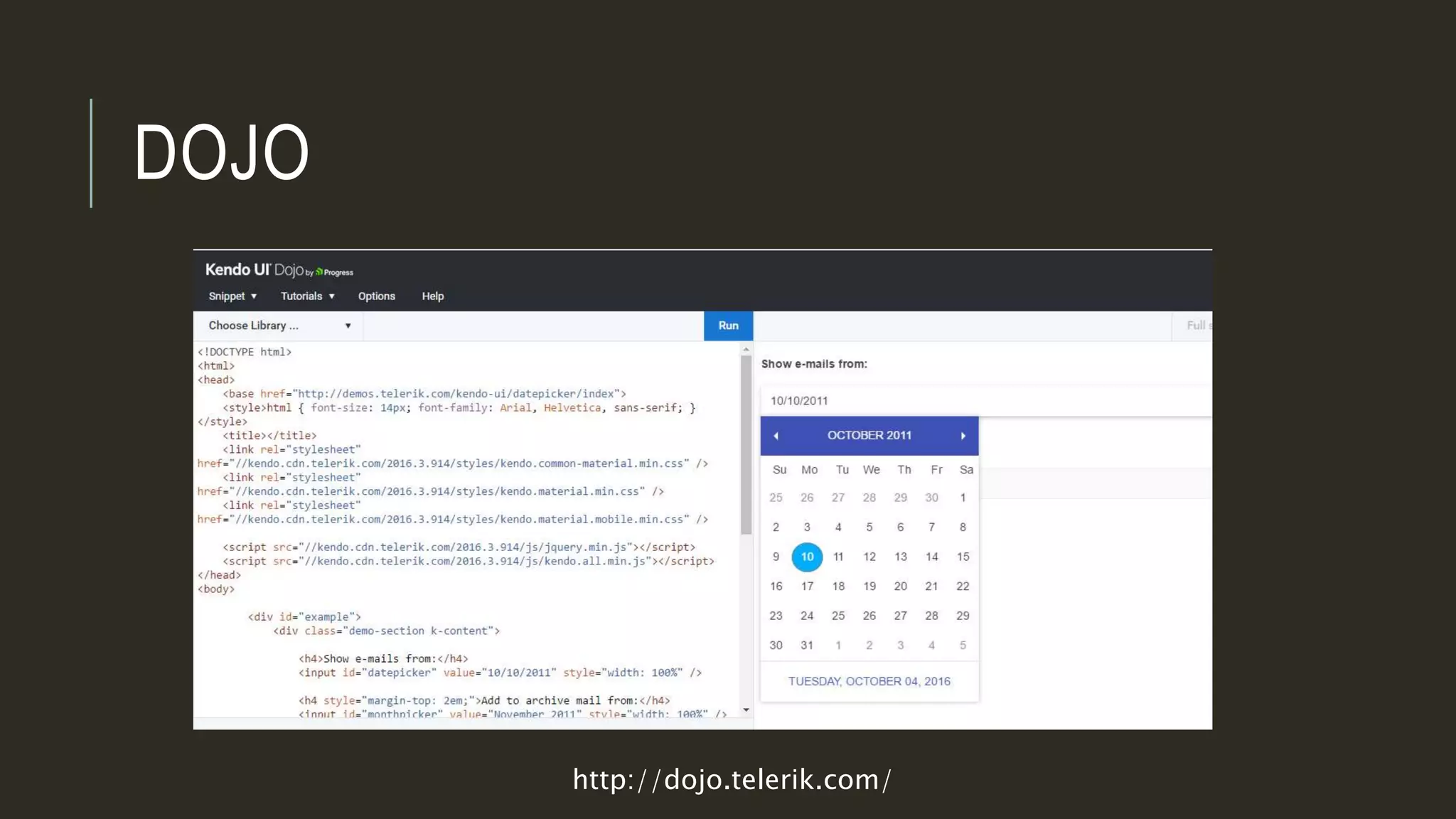DOJO
http://dojo.telerik.com/
 