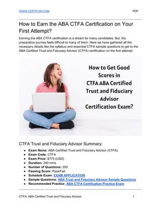 Ultimate Study Guide and Exam Questions to Succeed in the ABA CTFA Exam.pdf