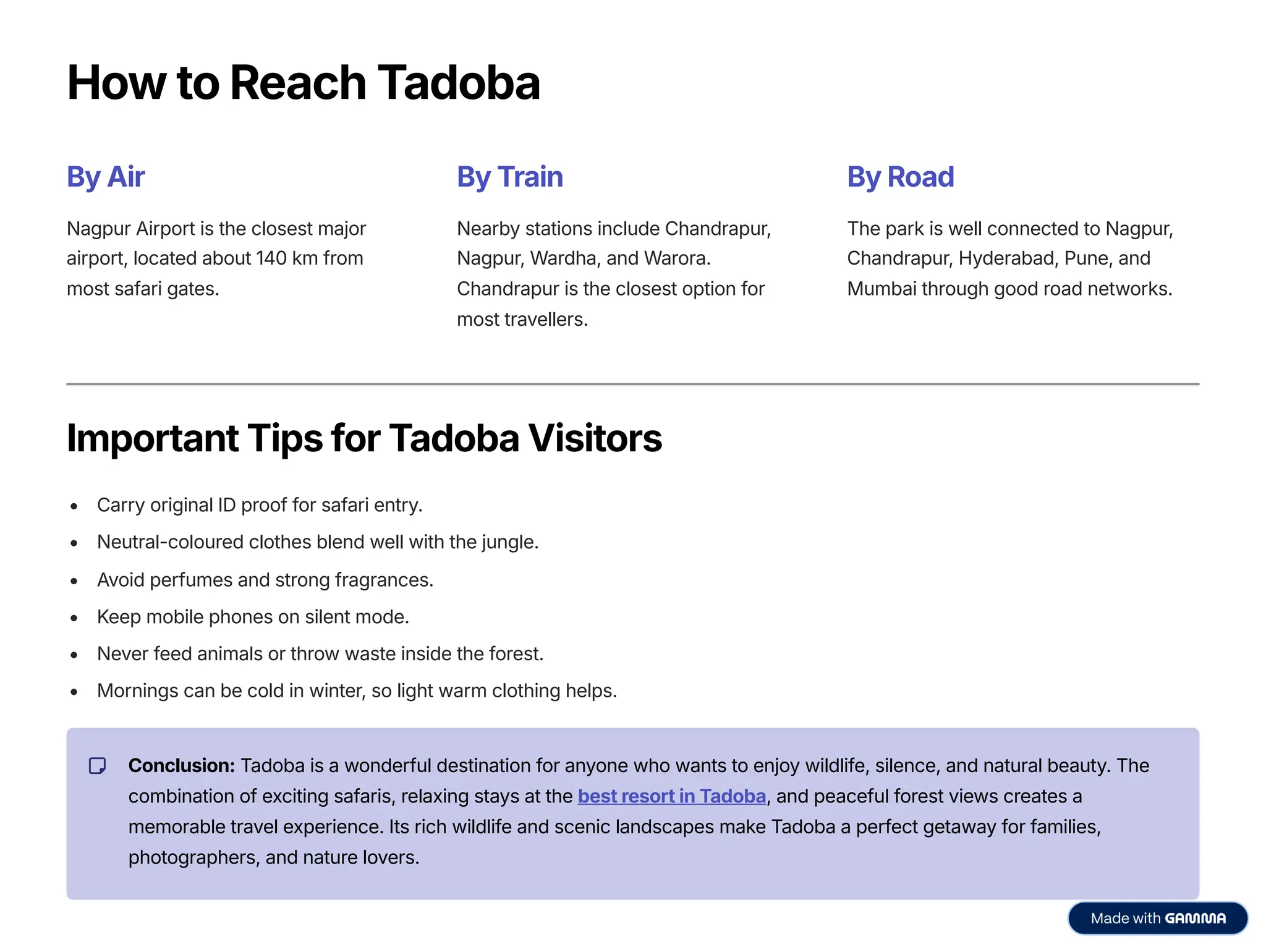 ultimate tadoba travel guide safari packages, resorts and sightseeing.pdf