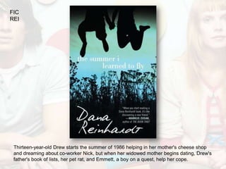 FIC
REI




 Thirteen-year-old Drew starts the summer of 1986 helping in her mother's cheese shop
 and dreaming about co-worker Nick, but when her widowed mother begins dating, Drew's
 father's book of lists, her pet rat, and Emmett, a boy on a quest, help her cope.
 