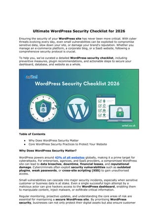 WordPress Security Checklist to Prevent Hacks in 2026 | DOCX