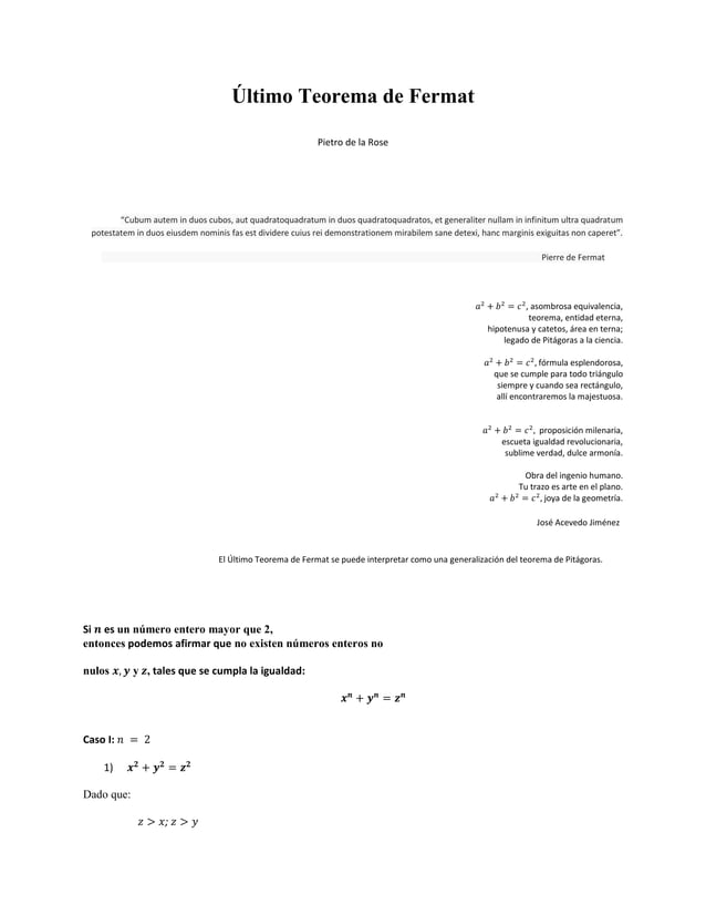 Ultimo teorema de fermat