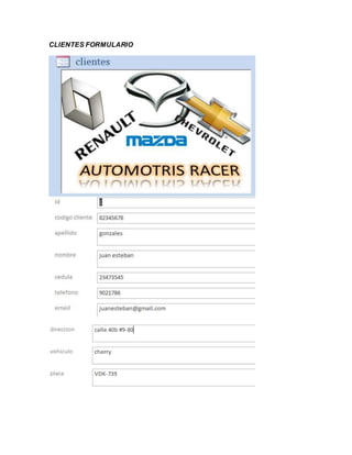 CLIENTES FORMULARIO
 