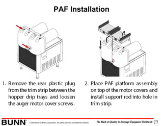 77© 2001 Bunn-O-Matic Corporation. All rights reserved. Confidential material.
PAF Installation
 