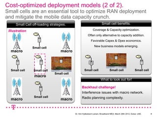 Cost-optimized deployment models (2 of 2).
Small cells are an essential tool to optimize RAN deployment
and mitigate the m...