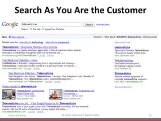 Search As You Are the Customer Startup Workshop All rights reserved © Naeem Zafar 