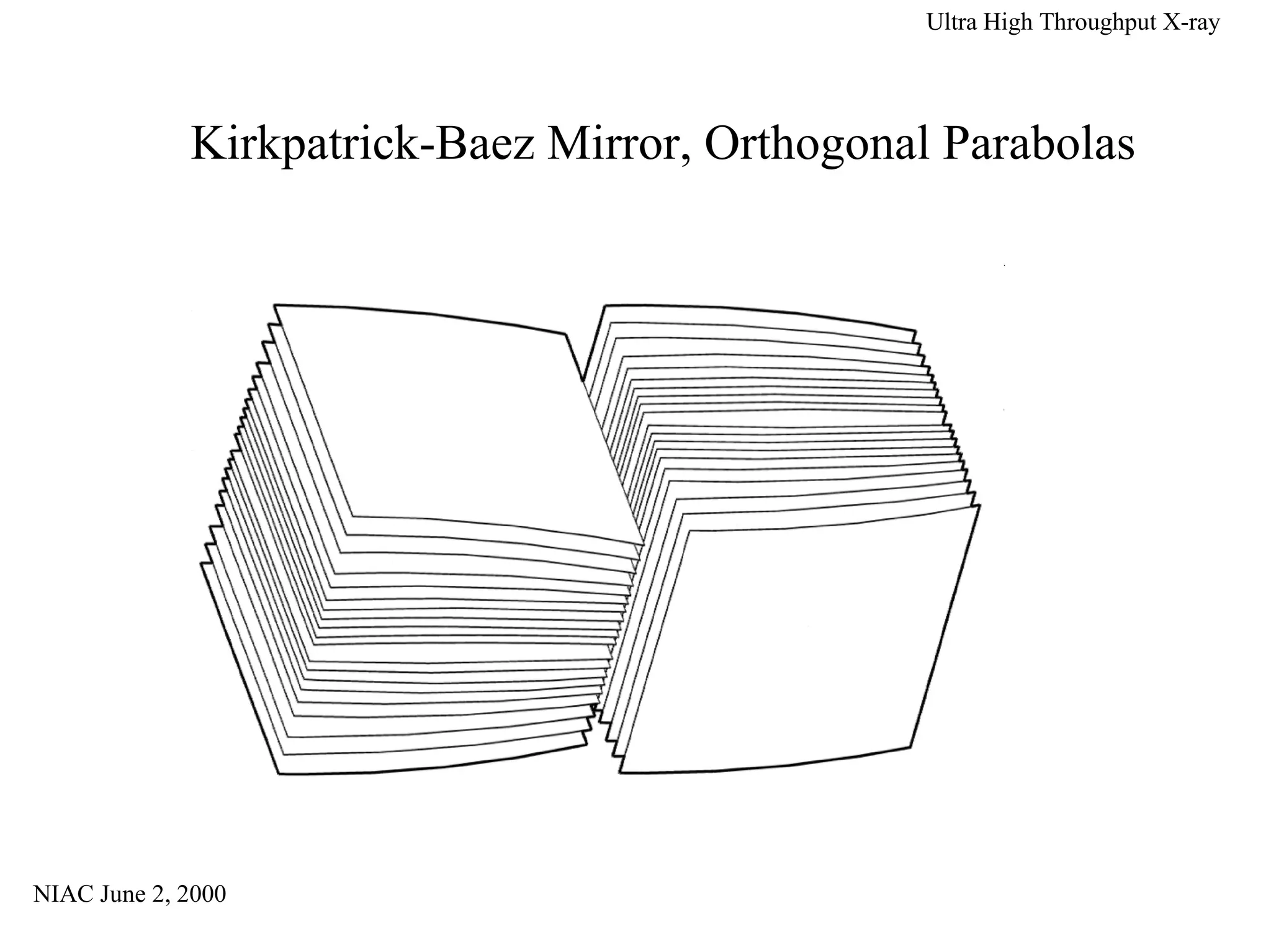 NIAC June 2, 2000 
Ultra High Throughput X-ray 
Kirkpatrick-Baez Mirror, Orthogonal Parabolas 
 