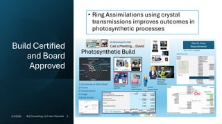 Build Certified
and Board
Approved
• Ring Assimilations using crystal
transmissions improves outcomes in
photosynthetic processes
2/3/2026 Brij Consulting, LLC Jean Marshall 9
 