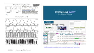 Crystal Cloud Clarity
CRYSTAL CLOUD
Ark Science Delivery
2/9/2026 Brij Consulting, LLC Jean Marshall 4
Ark Science delivers a smooth crystal frequency of operation
 