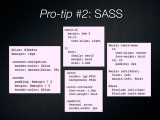 Pro-tip #2: SASS
 