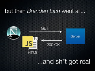 but then Brendan Eich went all...

                GET

                           Server

                  200 OK

         HTML

             ...and sh*t got real
 