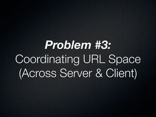 Problem #3:
Coordinating URL Space
(Across Server & Client)
 