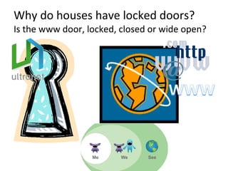 Why do houses have locked doors? Is the www door, locked, closed or wide open? 