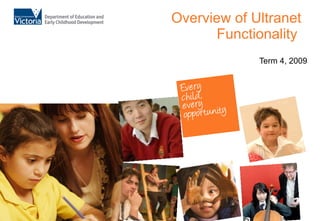 Overview of Ultranet Functionality  Term 4, 2009 