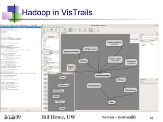 3/12/09 Bill Howe, UW 46VisTrails + GridFields
Hadoop in VisTrails
 Wrap Hadoop Streaming/HDFS Operations
 Plug “PreProcess” to actual Vis Pipeline
3/12/09 46
 