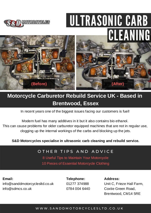 Ultrasonic carb cleaning S&D Motorcycles