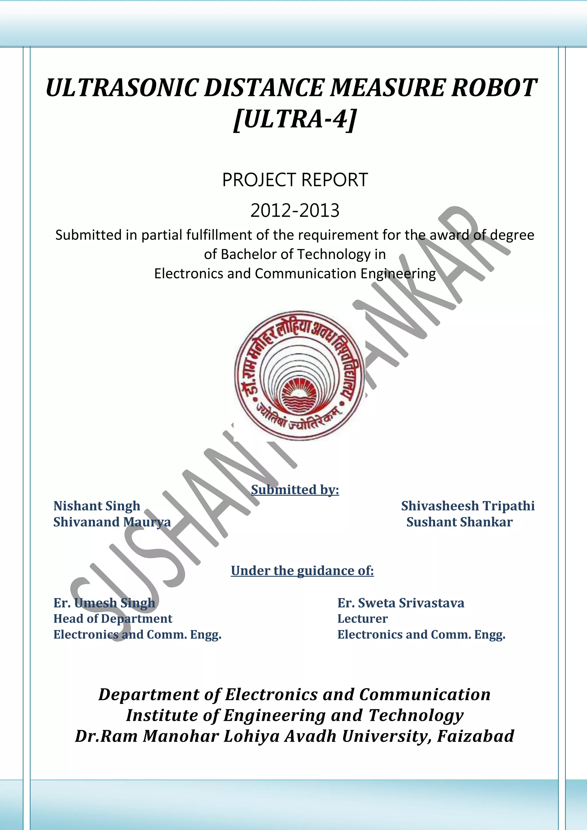 B Tech Final Year Ece Project Report On Ultrasonic Distance Measure Robot Pdf B Tech Final Year Ece Project Report On Ultrasonic Distance Measure Robot Pdf