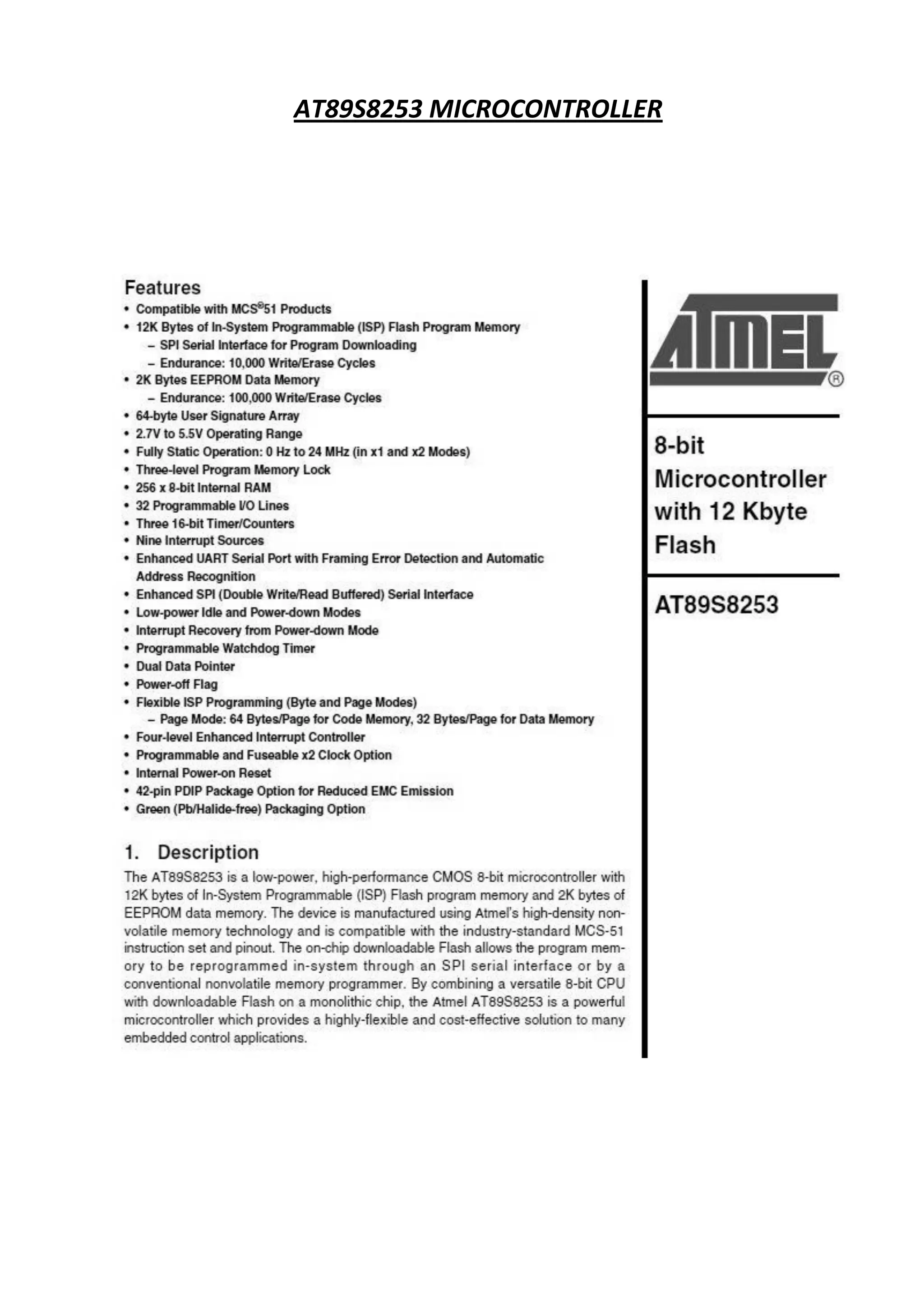AT89S8253 MICROCONTROLLER

 