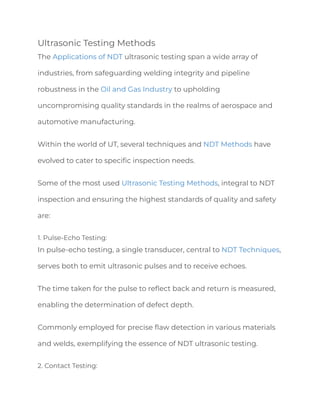 Ultrasonic Testing Equipments: A Complete Guide | PDF