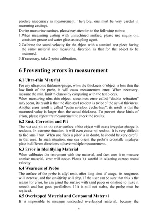 Ultrasonic Thickness Gauge Instruction Manual | PDF