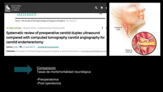 Comparación
Tasas de morbimortalidad neurológica
-Preoperatorios
-Post operatorios
 